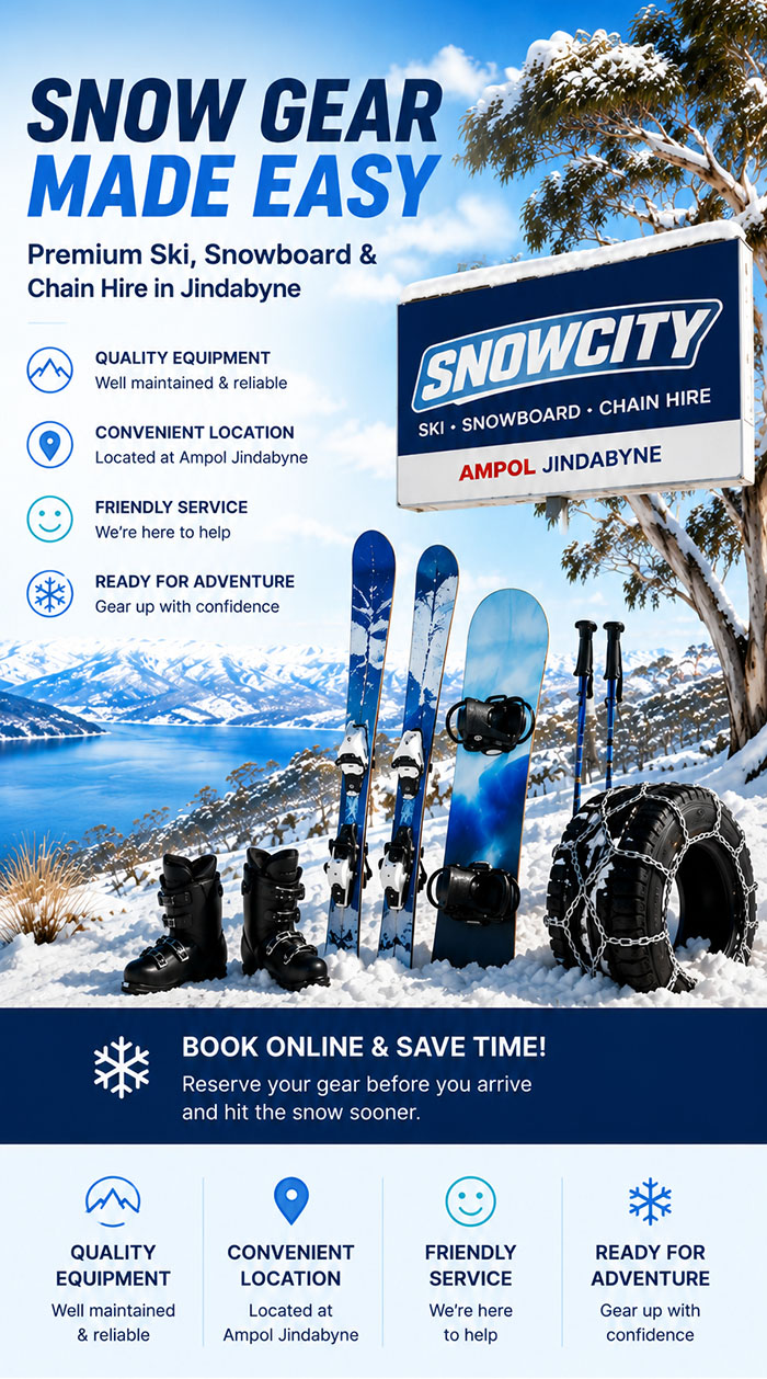 Jindabyne ski snowboard and chain hire at great rates