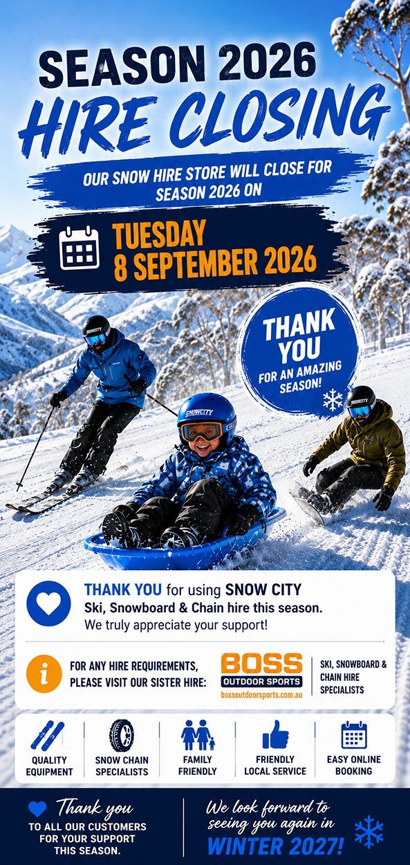 Jindabyne ski snowboard and chain hire at great rates